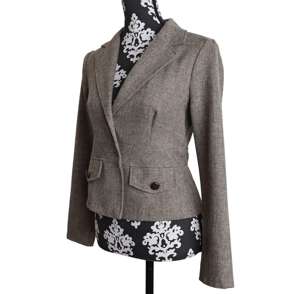 Women's Brown Retro Y2k Charlotte Russe Tweed 2-Button Career Blazer - Small - Picture 8 of 12